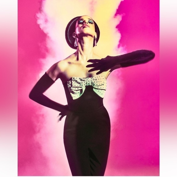 New Saloni Sabine Bow Crepe Jumpsuit - Picture 5 of 12